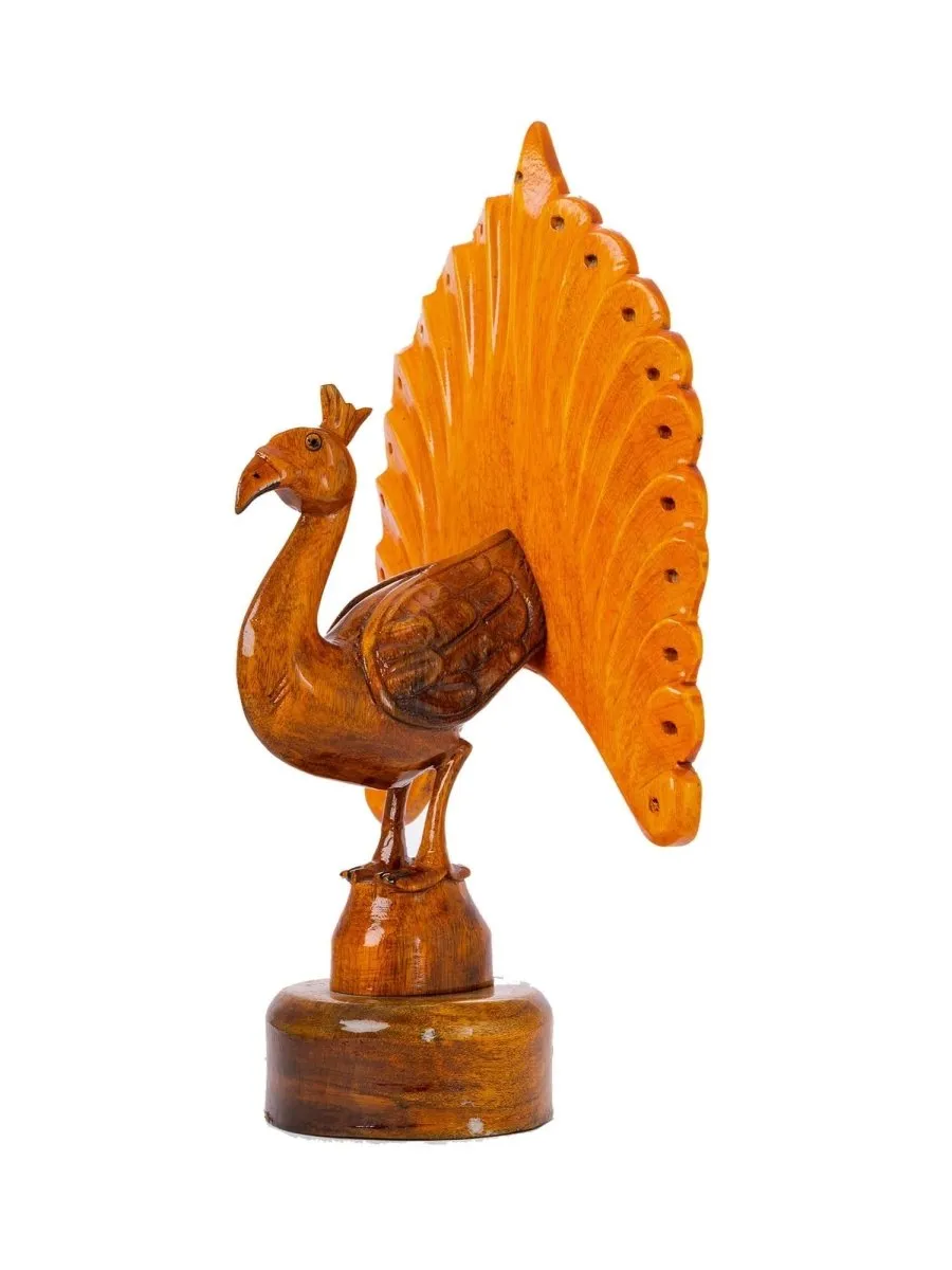 Sowpeace Wooden Peacock: Artisan Bicolor Tabletop Decor