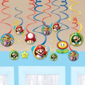 Super Mario Brothers Hanging Swirl Decorations