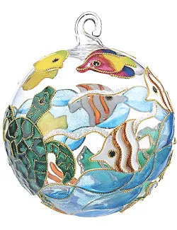 Swimming Sea Life Cloisonné 2-Pc. Glass Ornament Set