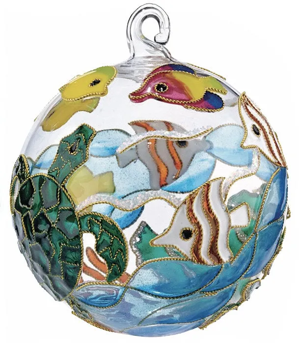 Swimming Sea Life Cloisonné 2-Pc. Glass Ornament Set