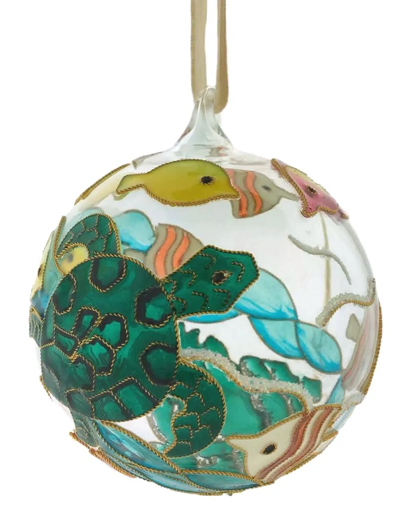 Swimming Sea Life Cloisonné 2-Pc. Glass Ornament Set