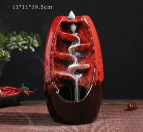 'The Waterfall' Ceramic Incense Holder - Red