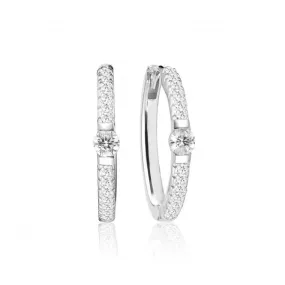 White Zirconia Ellera Uno Grande Earrings SJ-E22119-CZ-SS