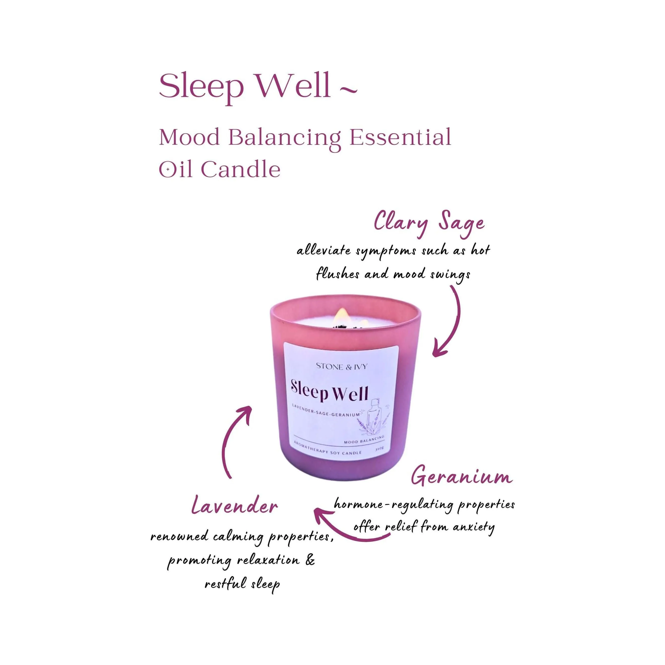 Wood Wick Aromatherapy Candle ~ Sleep Well