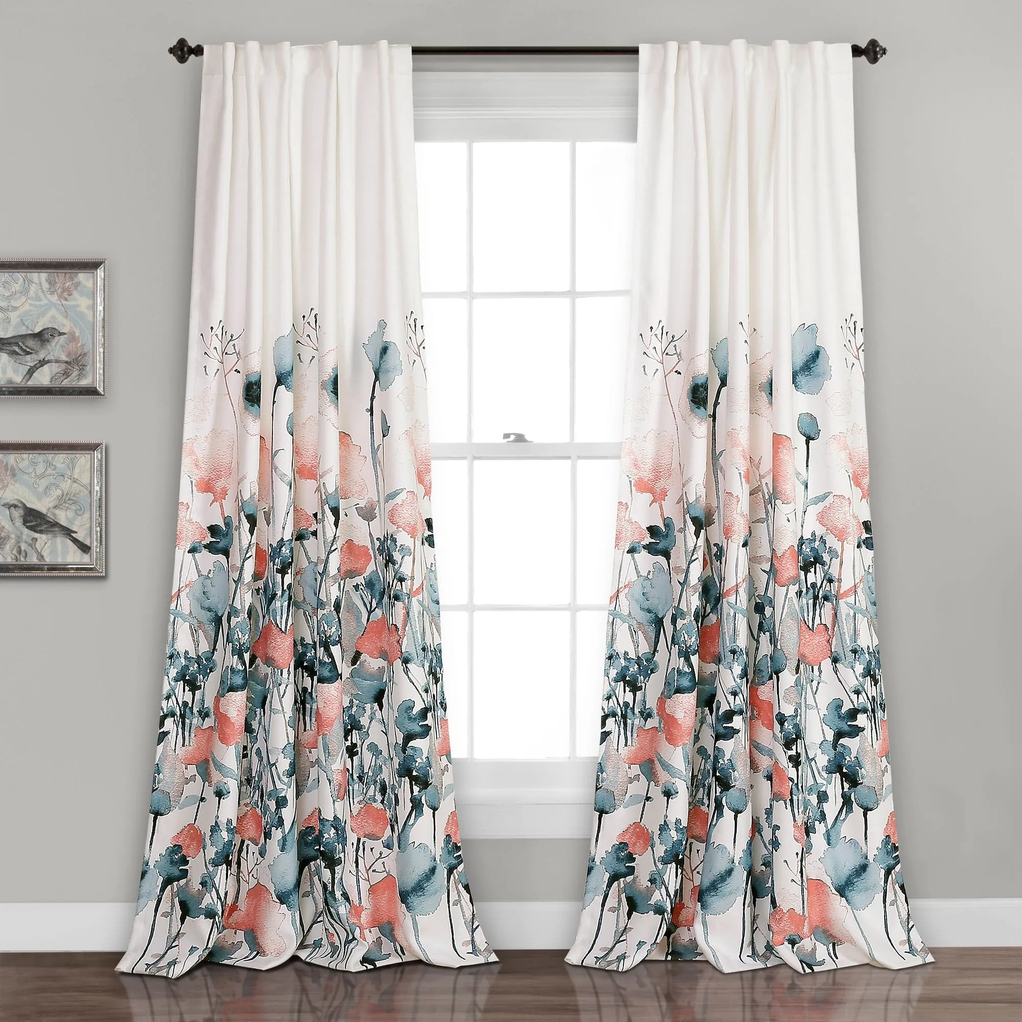 Zuri Flora Light Filtering Window Curtain Panel Set